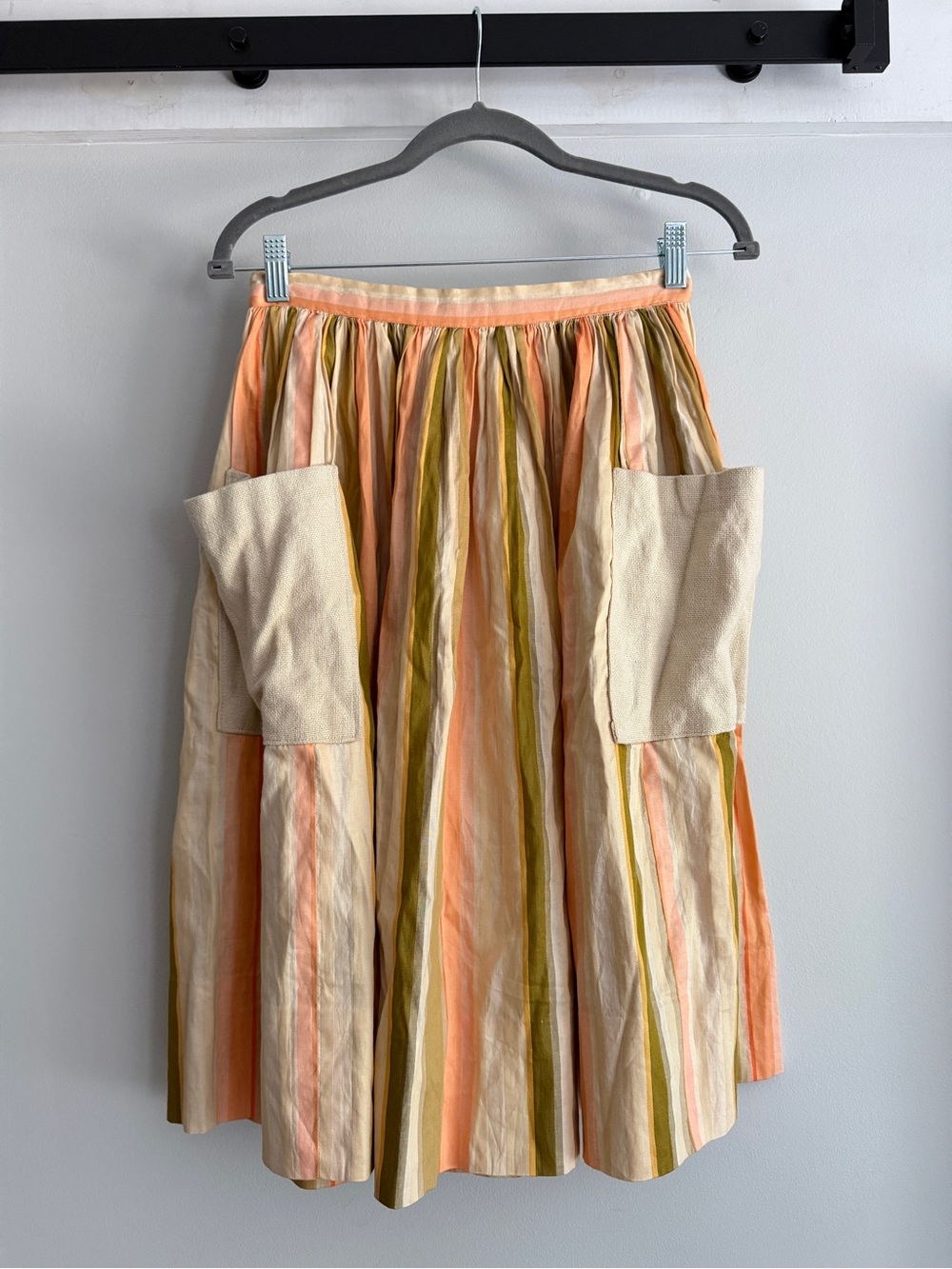 Handmade Patch Pocket Midi Skirt